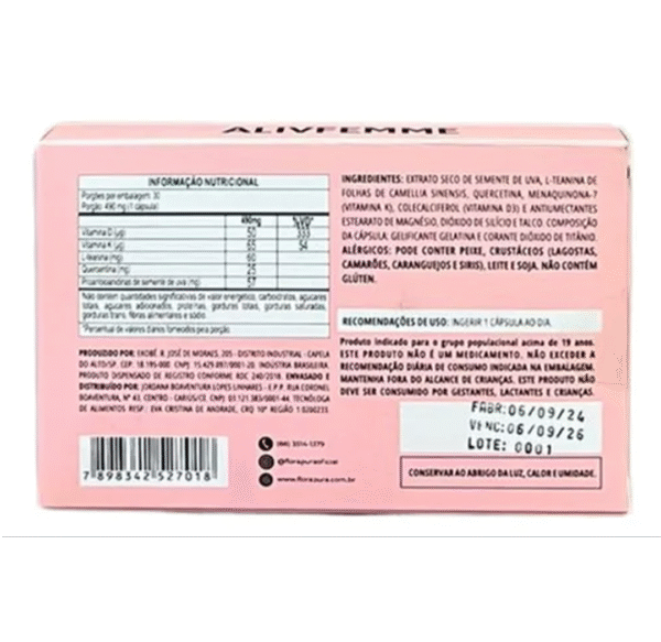 CAPSULA ALIVE FEMME VITAMINAS D-K 30CAP - Imagem 2